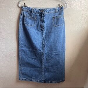 Vintage Blue Denim Midi Skirt